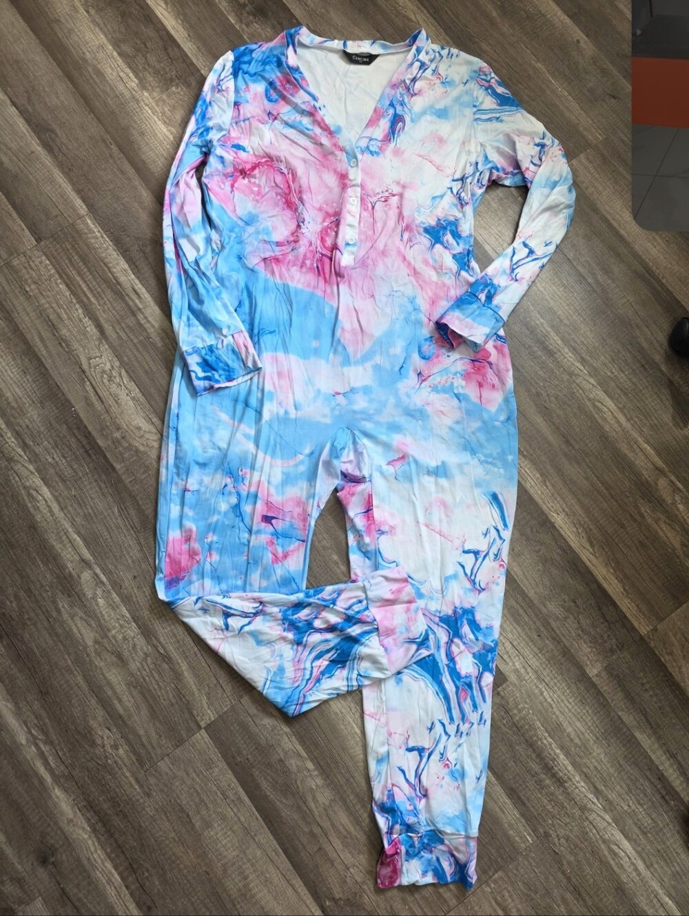 Cotton Candy Y2K Festival Fairy Tie-Dye One-Piece Onesie Catsuit PJ Pink Blue